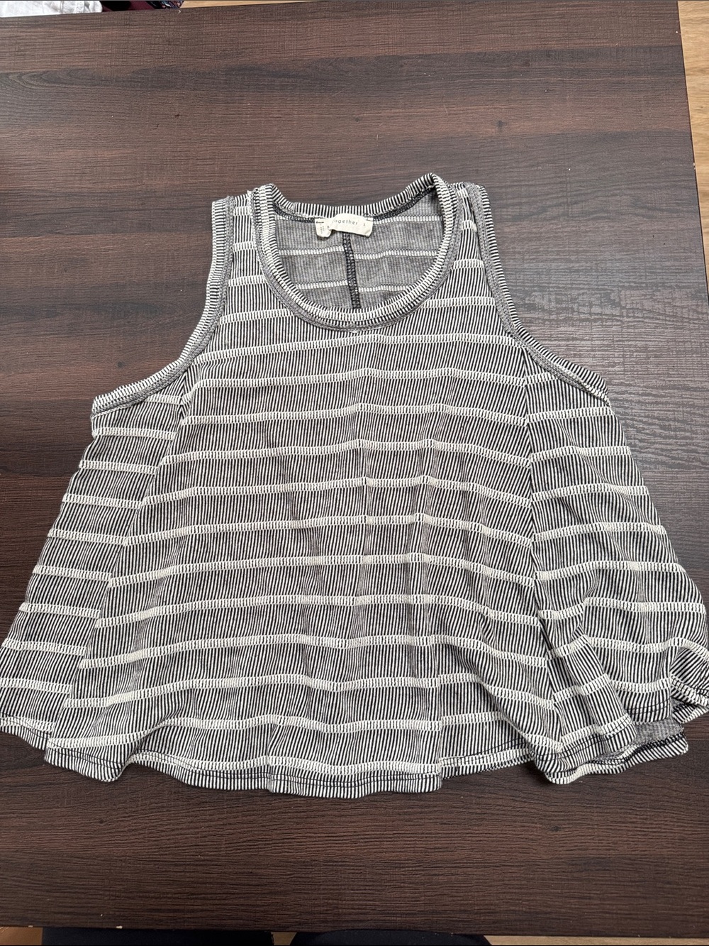 By Together Black & White Striped Racerback Tank